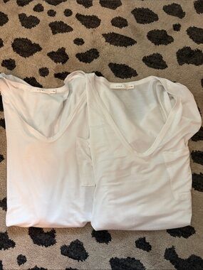 Soft White Scoop Neck Pocket Tee (2 Pack) Lush. NWOT